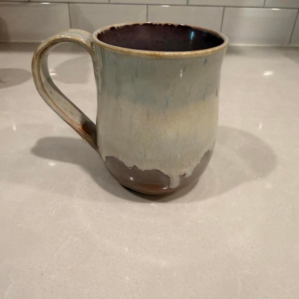 Bosmarlin 18oz Large Ceramic Coffee Mug Blue Brown Reactive Glaze Big Tea Cup